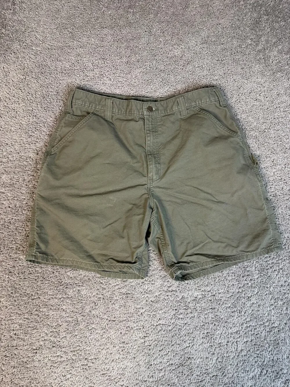 Carhartt Shorts Mens 38 Green Cargo Cotton Canvas Pockets 8 In Inseam Outdoors